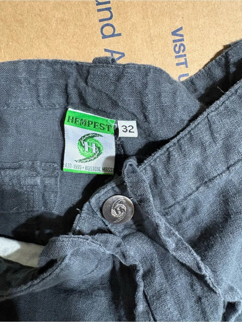Hempest Drawstring Chinos hemp material gray/green in color